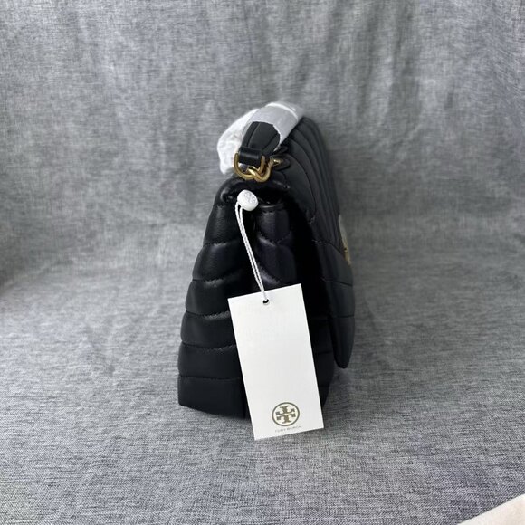 NO.726 TORY BURCH SMALL KIRA CHEVRON SHOULDER BAG IN BLACK - Picture 7 of 11